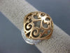 ESTATE WIDE .29CT DIAMOND 18KT ROSE GOLD 3D OPEN FILIGREE BELT V SHAPE FUN RING