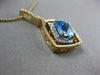 ESTATE 2.16CT DIAMOND & BLUE TOPAZ 14KT 2 TONE GOLD SQUARE HALO FLOATING PENDANT