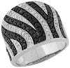 ESTATE WIDE 1.53CT WHITE & BLACK DIAMOND 14K WHITE GOLD WEDDING ANNIVERSARY RING