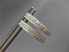 ESTATE .50CT DIAMOND 14K WHITE GOLD 3D CLASSIC TWO ROW OVAL HUGGIE HOOP EARRINGS