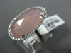 ESTATE LARGE .14CT DIAMOND & AAA EXTRA FACET PINK QUARTZ 14K WHITE GOLD FUN RING