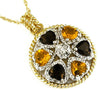 2.88CT DIAMOND & AAA CITRINE & SMOKY TOPAZ 14KT YELLOW GOLD MULTI HEART PENDANT