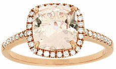 2.18CT DIAMOND & MORGANITE 14K ROSE GOLD 3D CLASSIC CUSHION HALO ENGAGEMENT RING
