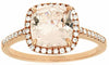 2.18CT DIAMOND & MORGANITE 14K ROSE GOLD 3D CLASSIC CUSHION HALO ENGAGEMENT RING