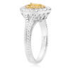 ESTATE .68CT WHITE & PEAR FANCY YELLOW DIAMOND 18KT 2 TONE GOLD ENGAGEMENT RING