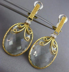 ESTATE EXTRA LARGE 20.06CT DIAMOND & GREEN AMETHYST 14KT 2 TONE HANGING EARRINGS
