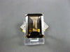 ESTATE LARGE 6.02CT DIAMOND SMOKY TOPAZ 14K YELLOW GOLD 3 STONE ENGAGEMENT RING