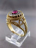 ANTIQUE 1.25CT OLD MINE DIAMOND & RUBY 14KT YELLOW GOLD FILIGREE ENGAGEMENT RING