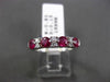 ESTATE WIDE .98CT DIAMOND & RUBY 18K WHITE GOLD WEDDING ANNIVERSARY RING E/F VVS