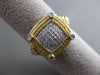 ESTATE LARGE .27CT DIAMOND 14KT WHITE & YELLOW GOLD 3D PAVE ETOILE SQUARE RING