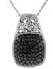 ESTATE .98CT WHITE & BLACK DIAMOND 14KT WHITE GOLD SQUARE OPEN FILIGREE PENDANT