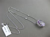 ESTATE LARGE 11.92CT DIAMOND & AAA AMETHYST 14K WHITE GOLD 3D HALO OVAL NECKLACE