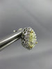 ESTATE .30CT WHITE & FANCY YELLOW DIAMOND 14K WHITE GOLD TEAR DROP STUD EARRINGS