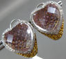 LARGE 15.01CT WHITE & FANCY YELLOW DIAMOND & QUARTZ 14KT WHITE GOLD 3D EARRINGS
