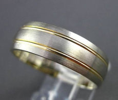 ESTATE WIDE 14KT WHITE & YELLOW GOLD CLASSIC WEDDING ANNIVERSARY RING 7mm #23572