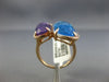 ESTATE WIDE 15.63CT DIAMOND & AMETHYST & BLUE TOPAZ 14K ROSE GOLD COMPANION RING