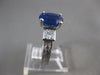 ESTATE LARGE 3.70CT DIAMOND & AAA SAPPHIRE 18K WHITE GOLD ENGAGEMENT RING #26284