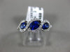 ESTATE 1.31CT DIAMOND & AAA SAPPHIRE 18K WHITE GOLD THREE STONE ANNIVERSARY RING