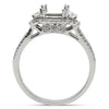 ESTATE .39CT DIAMOND 18KT WHITE GOLD 3D CUSHION 2 ROW SEMI MOUNT ENGAGEMENT RING