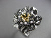 ESTATE MASSIVE 8.18CT MULTI COLOR DIAMOND 18KT 2 TONE GOLD 3D FLOWER FUN RING