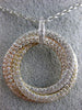 LARGE 3.07CT DIAMOND 18KT TRI COLOR GOLD MULTI CIRCLE INTERTWINING PAVE PENDANT