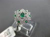 ESTATE .38CT DIAMOND & AAA EMERALD 18KT WHITE GOLD 3D STAR OF DAVID BEZEL RING