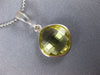 ESTATE 4.0CT AAA LEMON QUARTZ 14KT WHITE GOLD 3D CUSHION CLASSIC BEZEL PENDANT
