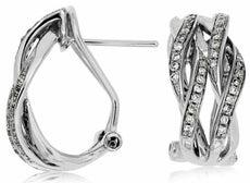 ESTATE .30CT DIAMOND 14KT WHITE GOLD CLASSIC CRISS CROSS X CLIP ON LOVE EARRINGS