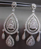 ESTATE LARGE 4.23CT DIAMOND 18KT WHITE GOLD 3D PEAR SHAPE HALO HANGING EARRINGS