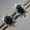 ESTATE 1.44CT DIAMOND SAPPHIRE 14K WHITE GOLD 3D CLASSIC OVAL HALO STUD EARRINGS