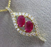 LARGE 1.41CT DIAMOND & AAA RUBY 14KT YELLOW GOLD LEAF INFINITY FLOATING PENDANT