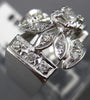 ANTIQUE WIDE .35CT OLD MINE DIAMOND 14KT WHITE GOLD LEAF ENGAGEMENT RING #16789
