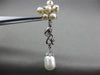 ANTIQUE LARGE .25CT DIAMOND & AAA SOUTH SEA PEARL 18KT WHITE GOLD LEAF EARRINGS