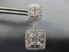 ESTATE LARGE 2.32CT DIAMOND 18KT WHITE GOLD 3D CLUSTER SQUARE HANGING EARRINGS
