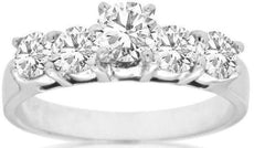 ESTATE 1.20CT DIAMOND 14KT WHITE GOLD 3D CLASSIC 5 STONE ROUND ENGAGEMENT RING