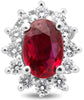 ESTATE 1.46CT DIAMOND & AAA RUBY 18KT WHITE GOLD CLASSIC OVAL HALO STUD EARRINGS