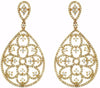 ESTATE LARGE 2.75CT DIAMOND 14KT YELLOW GOLD 3D OPEN FILIGREE TEAR DROP EARRINGS