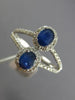ESTATE WIDE 1.24CT DIAMOND & AAA SAPPHIRE 14K WHITE GOLD FLOWER ANNIVERSARY RING