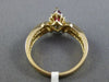 ESTATE .38CT DIAMOND & MARQUISE RUBY 14KT YELLOW GOLD 3D CLUSTER ENGAGEMENT RING