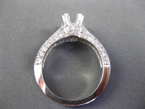 ESTATE .70CT DIAMOND 14K WHITE GOLD 3D FILIGREE SEMI MOUNT ENGAGEMENT RING 19360