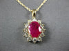 ESTATE LARGE 1.98CT DIAMOND & AAA RUBY 14K YELLOW GOLD 3D OVAL FLOWER PENDANT