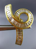 ESTATE EXTRA LARGE 5.10CT BAGUETTE DIAMOND 18KT YELLOW GOLD 3D CLIP ON EARRINGS