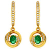 ESTATE .45CT DIAMOND & AAA EMERALD 14KT YELLOW GOLD 3D CIRCULAR HANGING EARRINGS