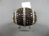 ESTATE WIDE 3.33CT WHITE DIAMOND & ORANGE SAPPHIRE 18KT TWO TONE GOLD DOME RING