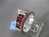 ESTATE WIDE 2.12CT DIAMOND & AAA PRINCESS CUT RUBY 18K WHITE GOLD 3D ETOILE RING