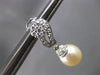 ESTATE .60CT DIAMOND & PEARL 14KT WHITE GOLD 3D FLOWER HANGING EARRINGS #22109