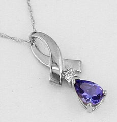 .45CT DIAMOND & AAA TANZANITE 14KT WHITE GOLD 3D INFINITY LOVE PENDANT