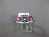 ESTATE 1.22CT DIAMOND & AAA PINK SAPPHIRE 14K WHITE GOLD 3 STONE ENGAGEMENT RING