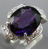 ESTATE LARGE 3.35CT DIAMOND & AMETHYST 18K WHITE GOLD 3D OVAL FLOWER RING #25402