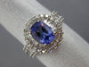 ESTATE 2.25CT DIAMOND & TANZANITE 14KT WHITE GOLD 3D DOUBLE HALO ENGAGEMENT RING